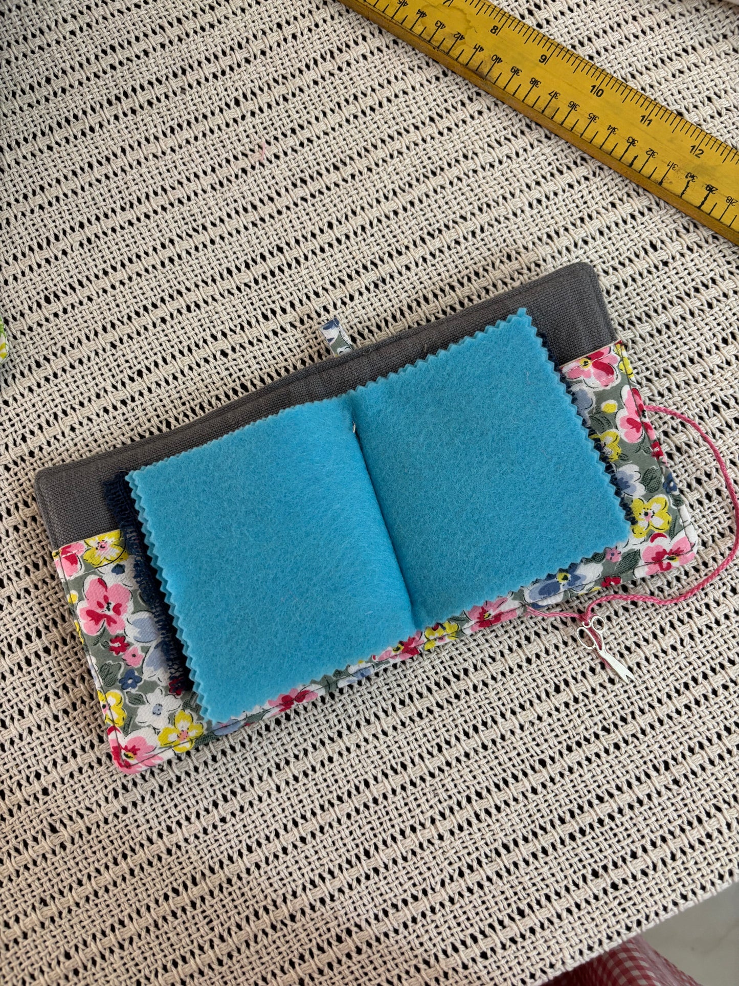 Needle Book - Hand Embroidered Button Roses