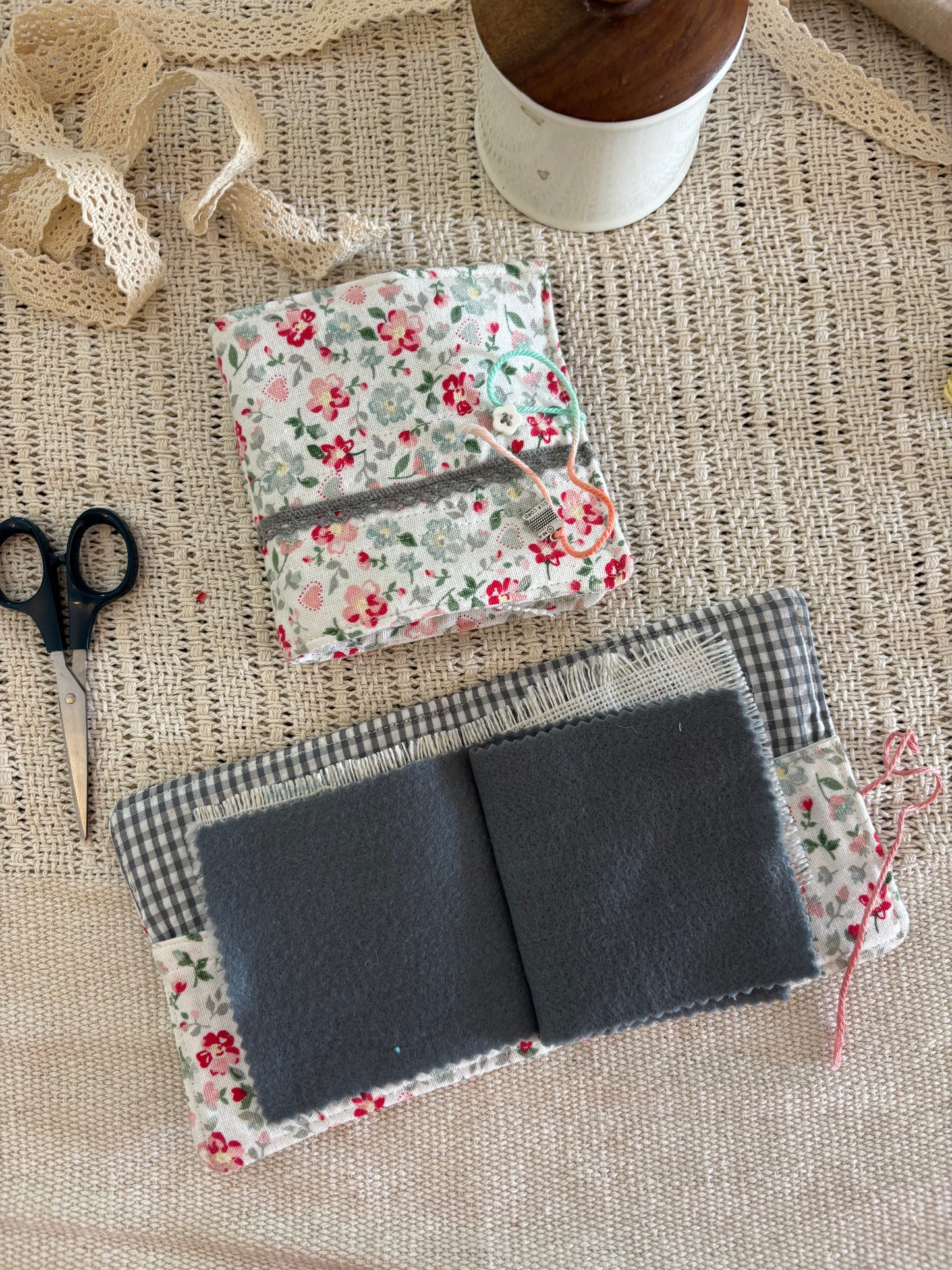 Needle Book - Ditsy Florals with Grey
