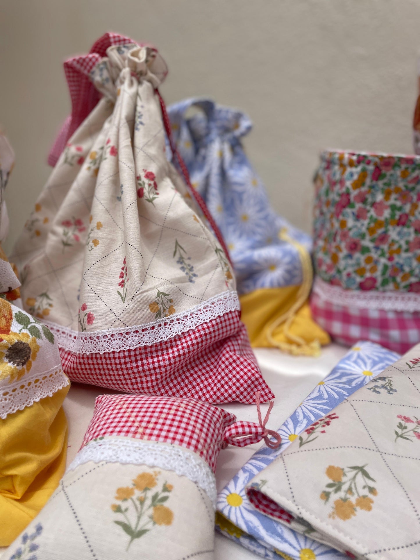 Drawstring Bag - Daisy Fields