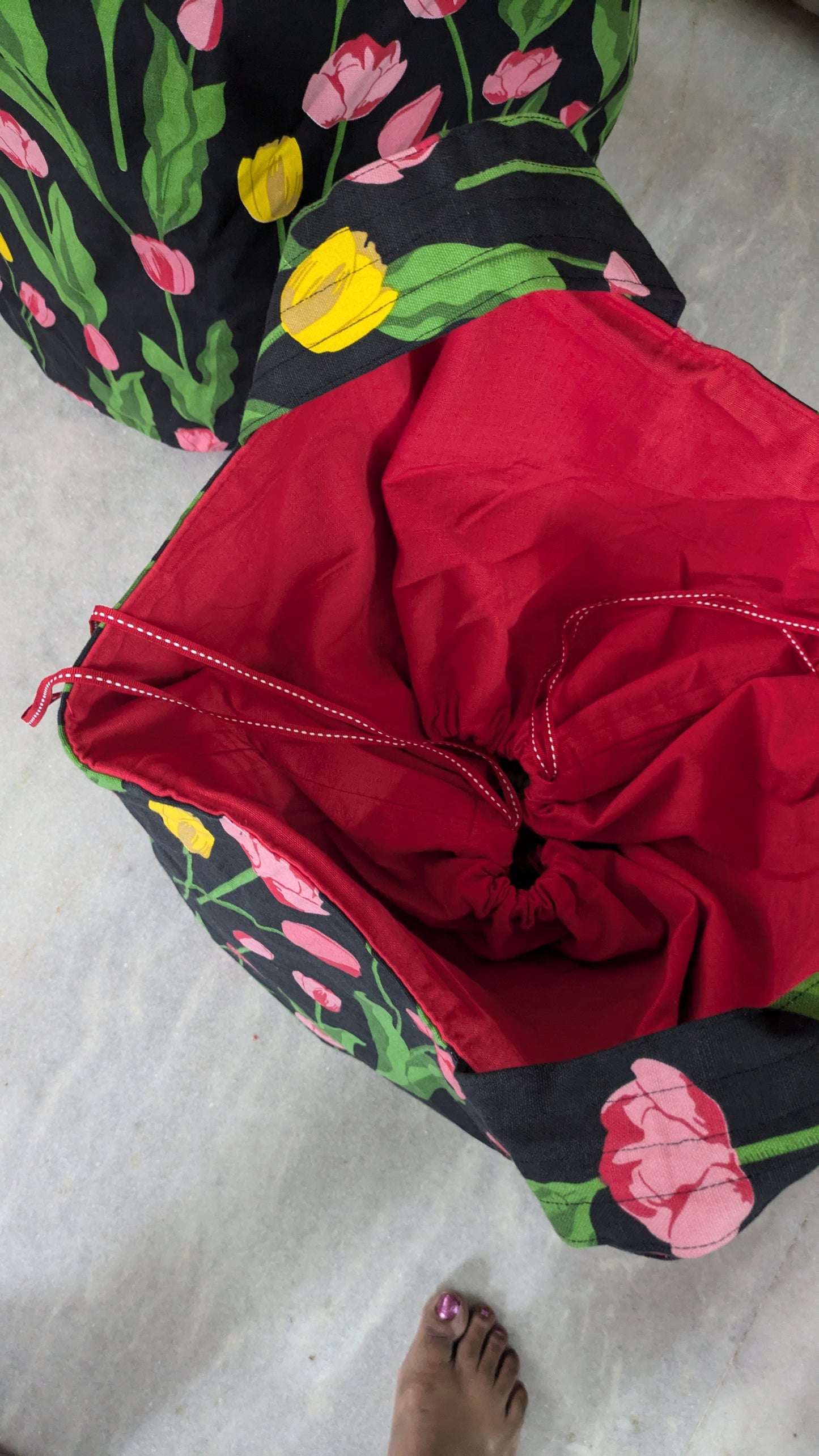 Jumbo Fabric Basket - Mess Gobbler - Tulips