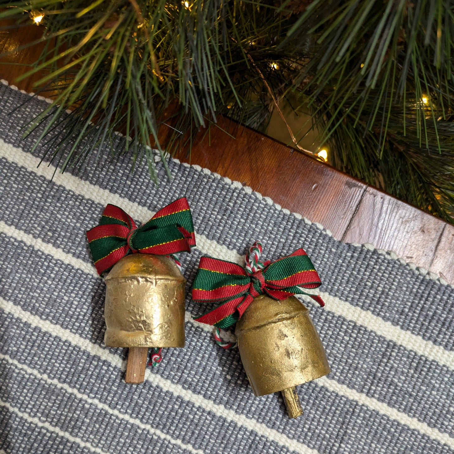 Cowbell Ornament-2" - Golden finish - Pair
