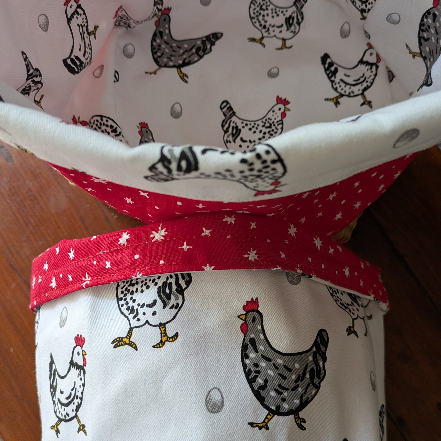 Reversible Fabric Basket - Hens