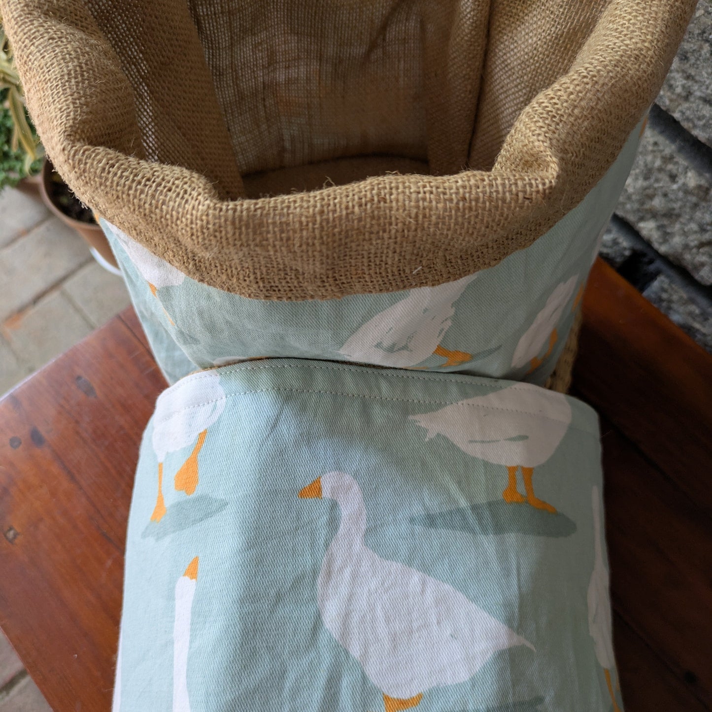 Reversible Fabric Basket - Geese