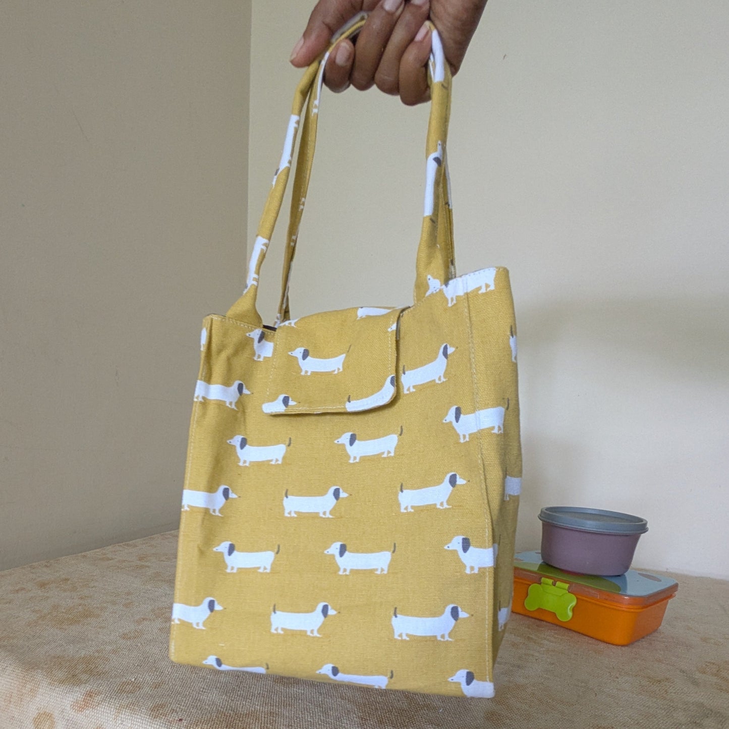 Lunch Bag - Dachshunds Mustard
