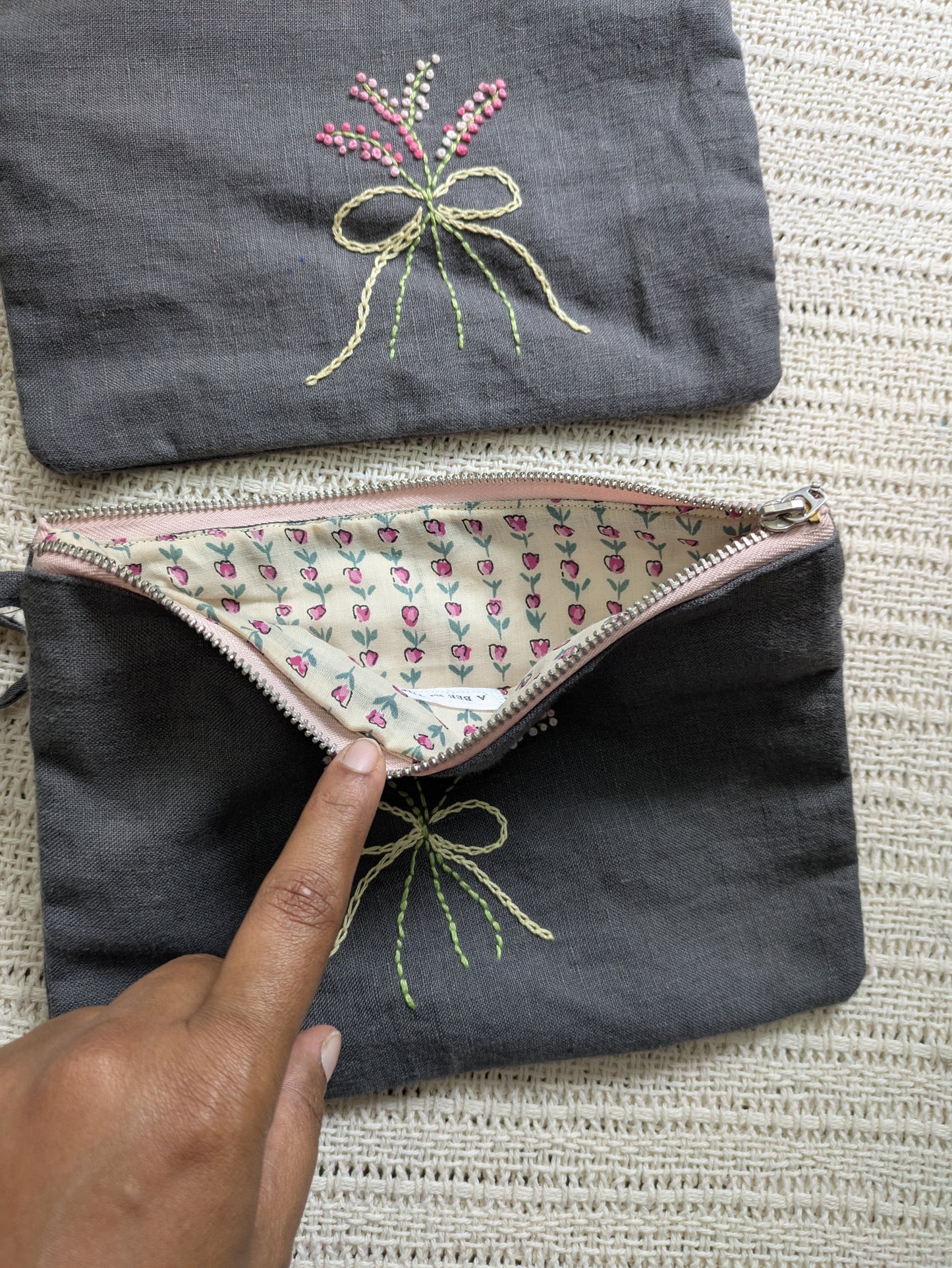 Sample -Mobile wristlet with hand embroidery