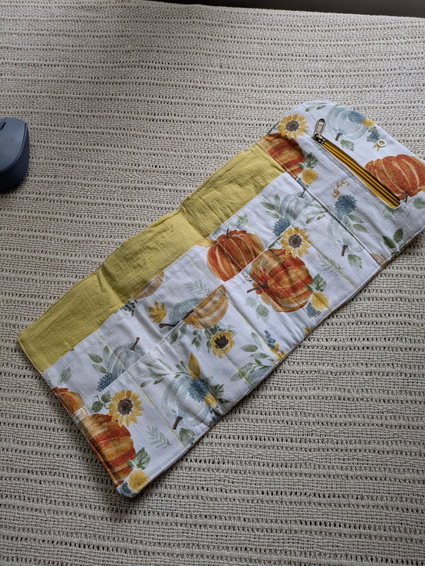 Sample -Crochet Hook Rolls - pumpkin print - quilted