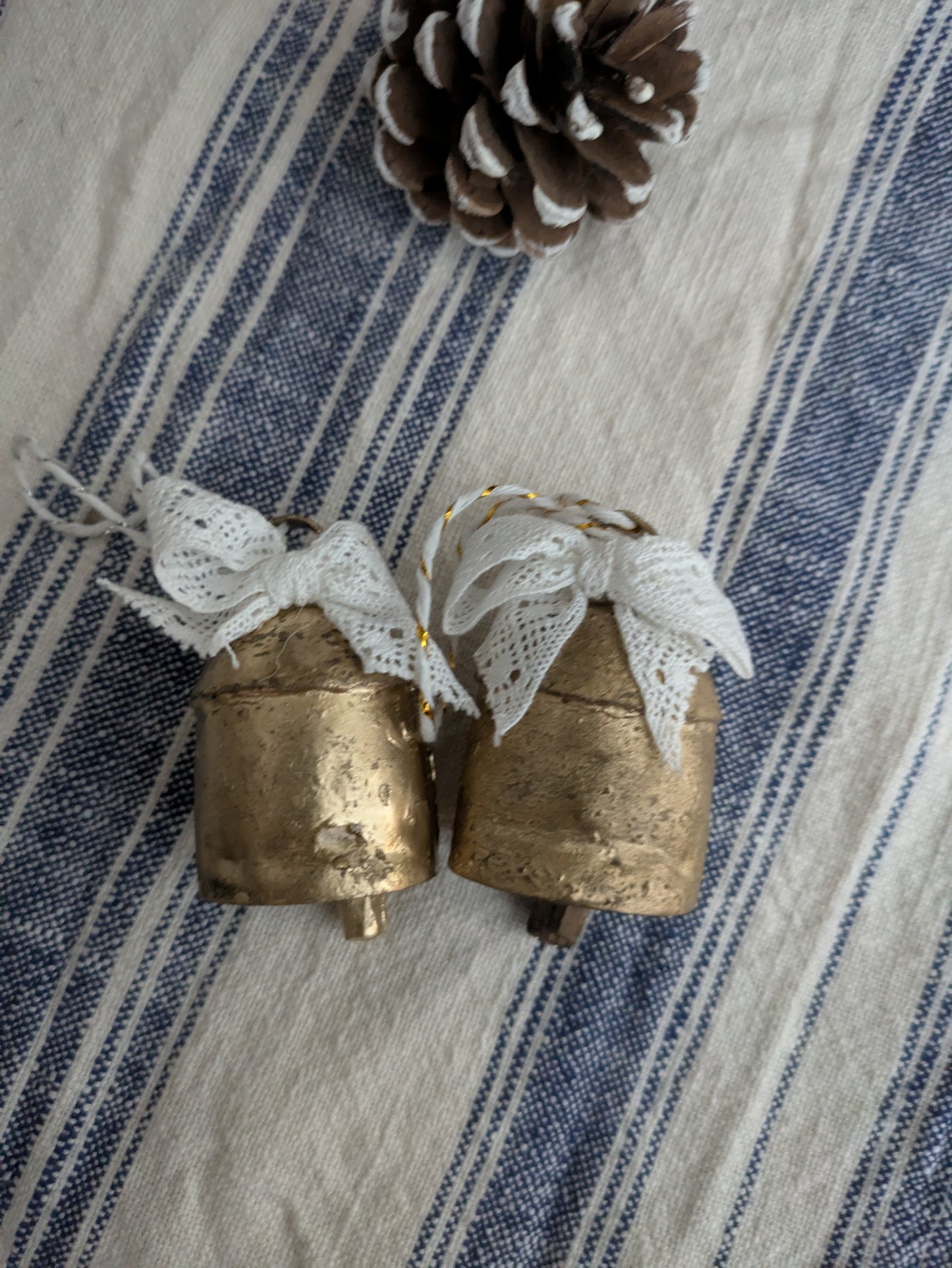 Cowbell Ornament-2" - Golden finish - Pair