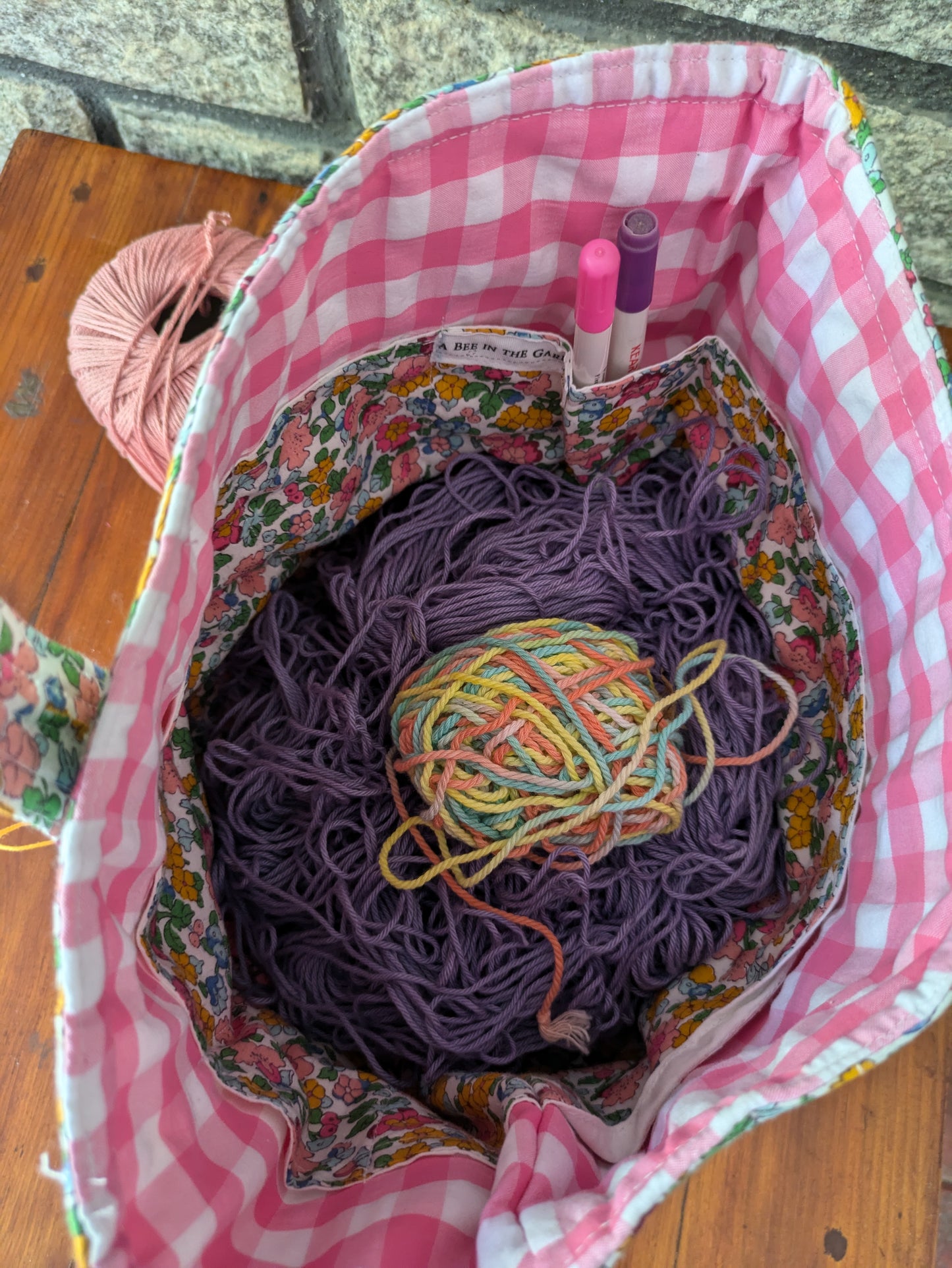 Maker's Basket- Pink Plaid