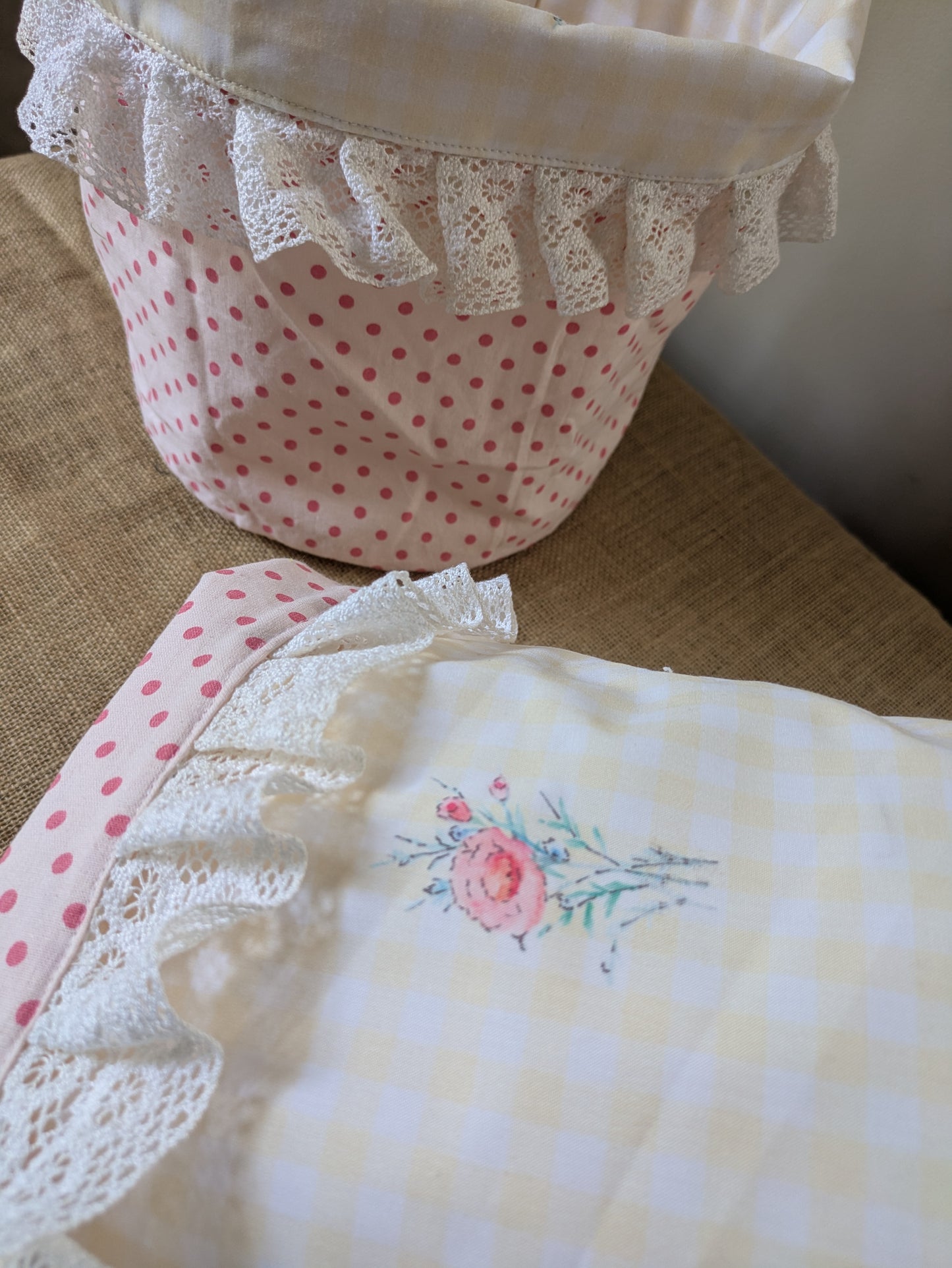 Fabric Basket - Roses