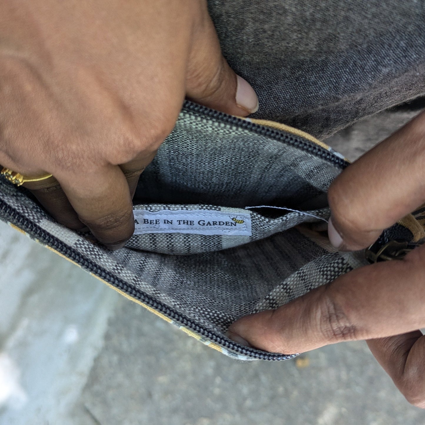 Mobile Sling Bag - Yellow n Grey