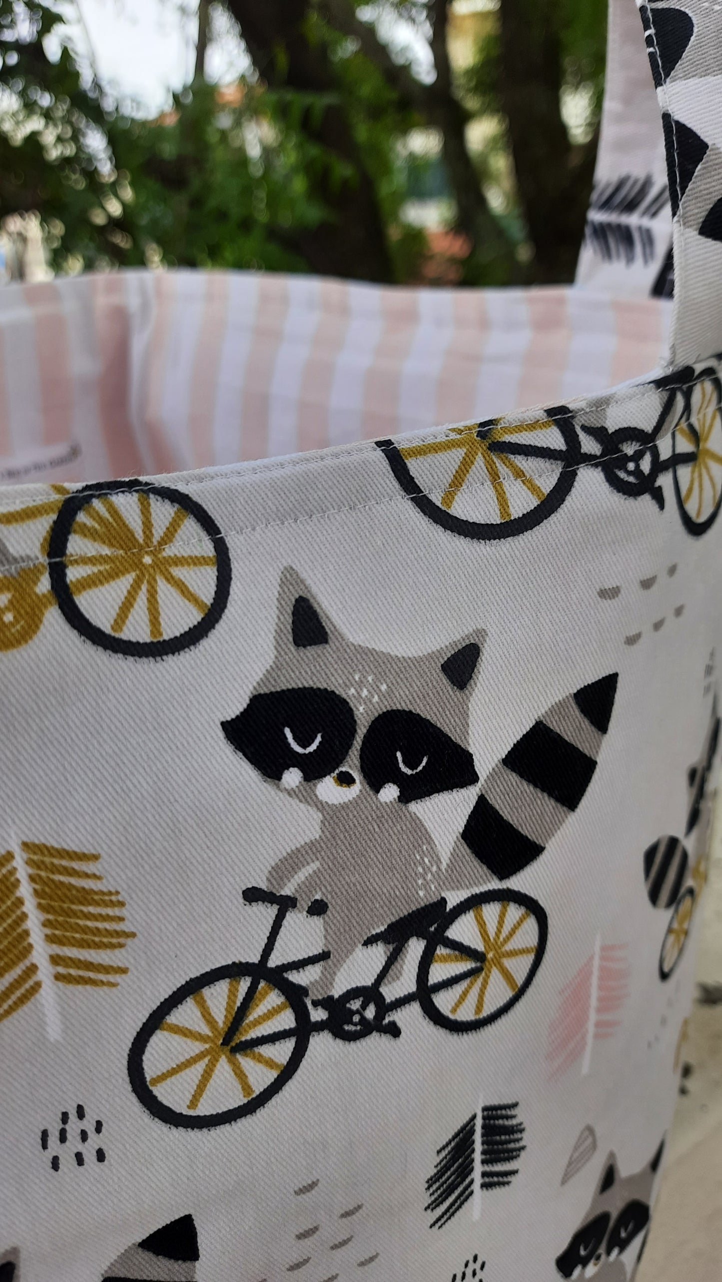 Toy/nursery storage bin-Racoons out on a ride