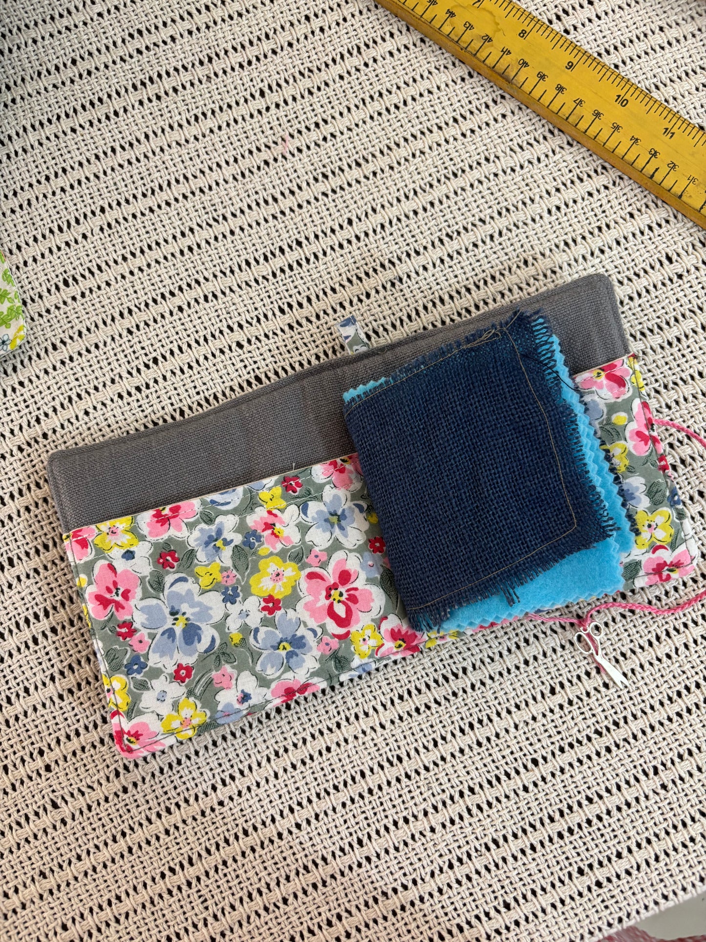 Needle Book - Hand Embroidered Button Roses