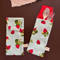 Cutlery Pouch - Strawberry on Blue