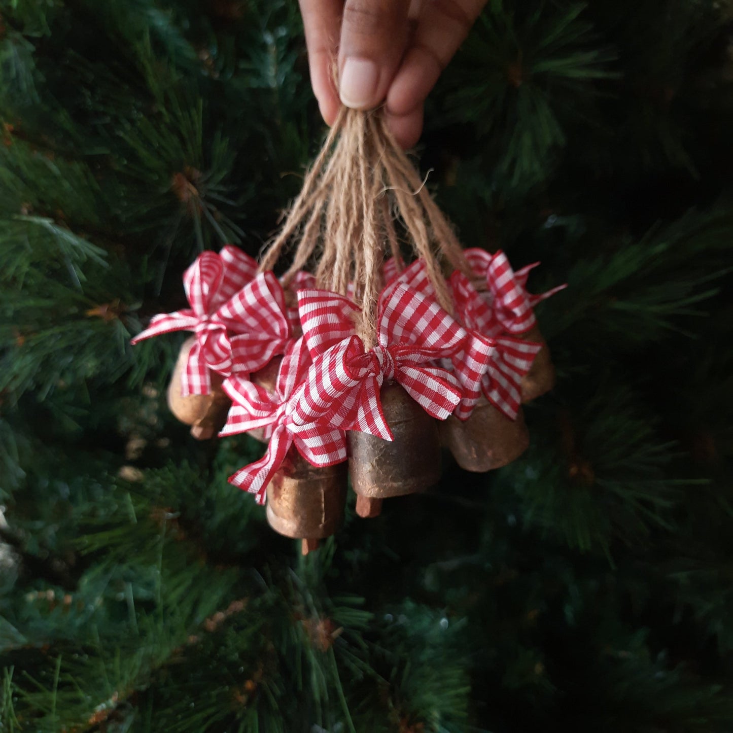 Cowbell Ornament (1")- Rustic finish - Set of 6