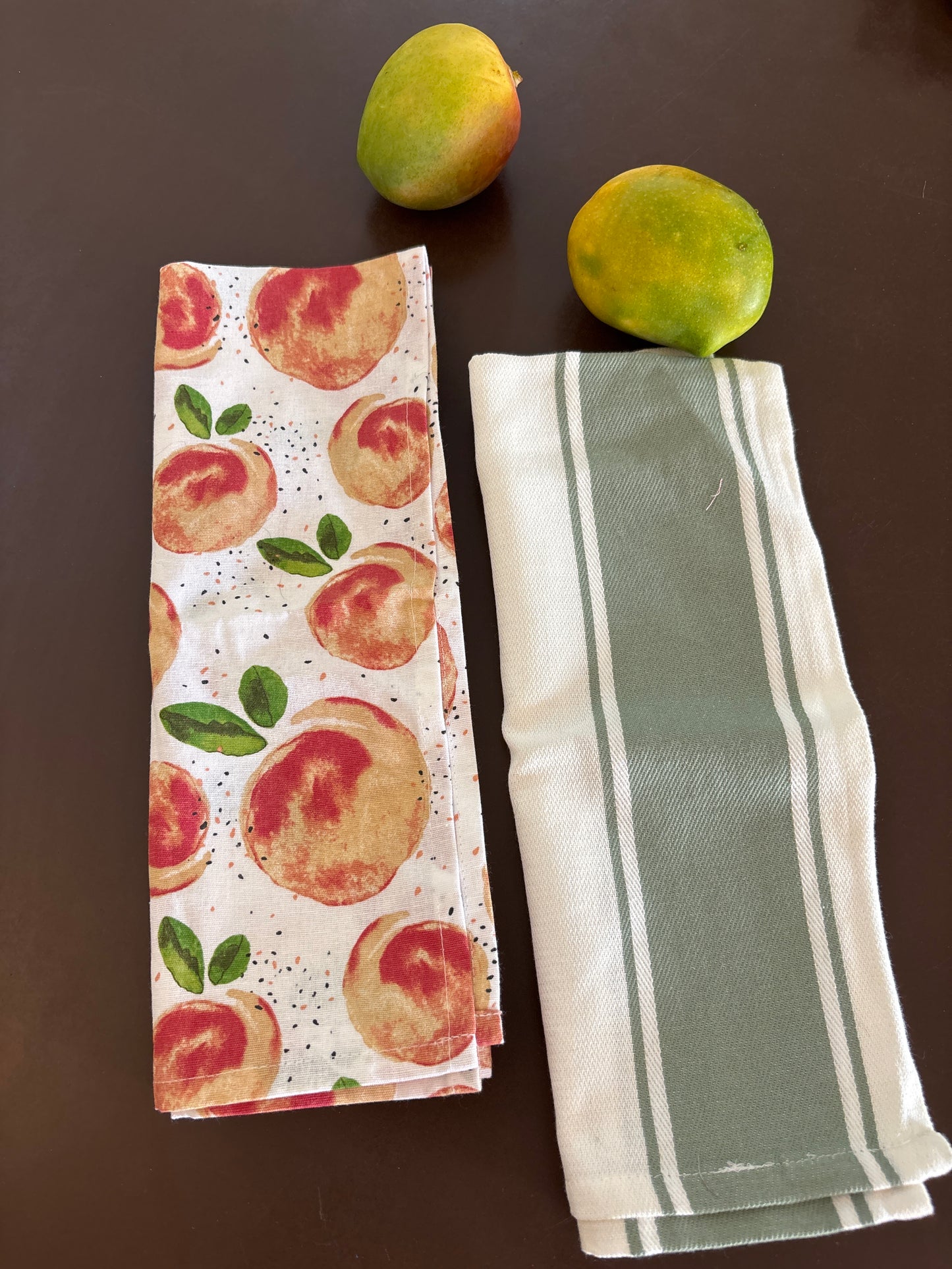 Dish Towels -Curated- Pair Peaches and Stripes