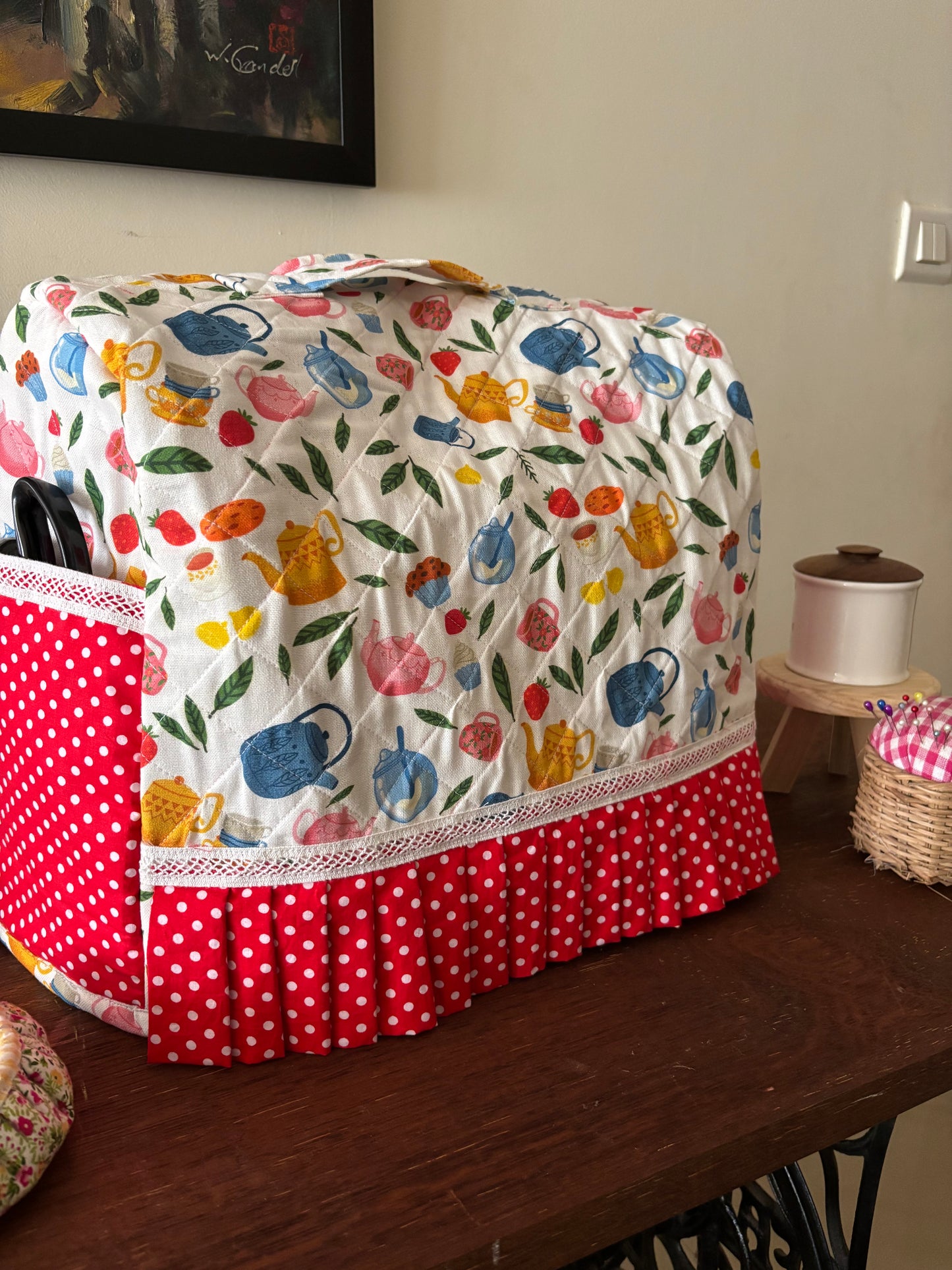 Sewing Machine Cover - Garden Tea party
