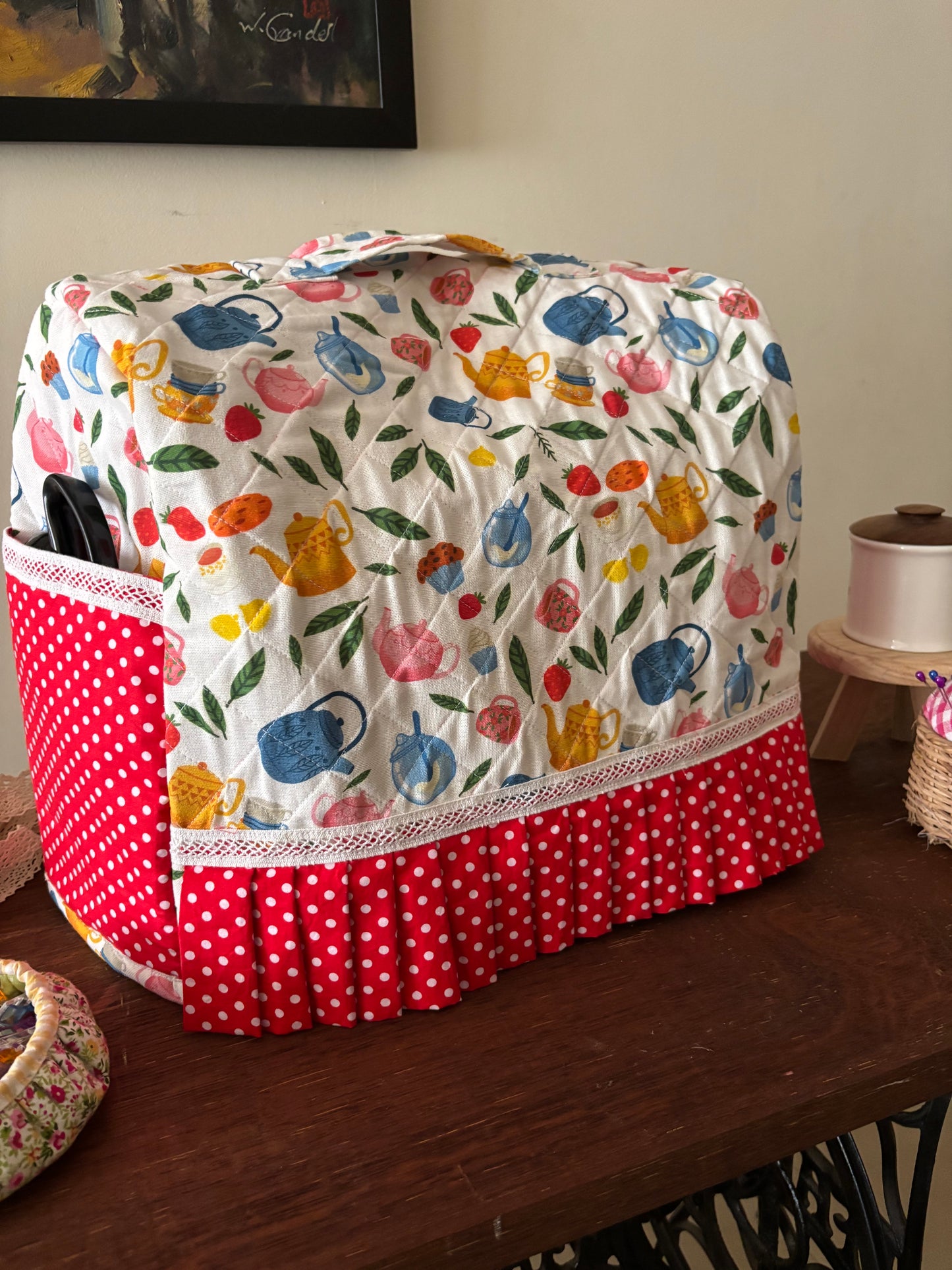 Sewing Machine Cover - Garden Tea party