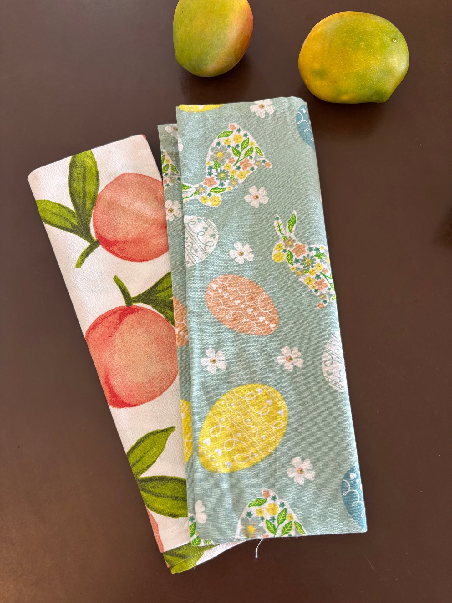 Dish Towel -Curated-Pair- Peaches and Bunnies
