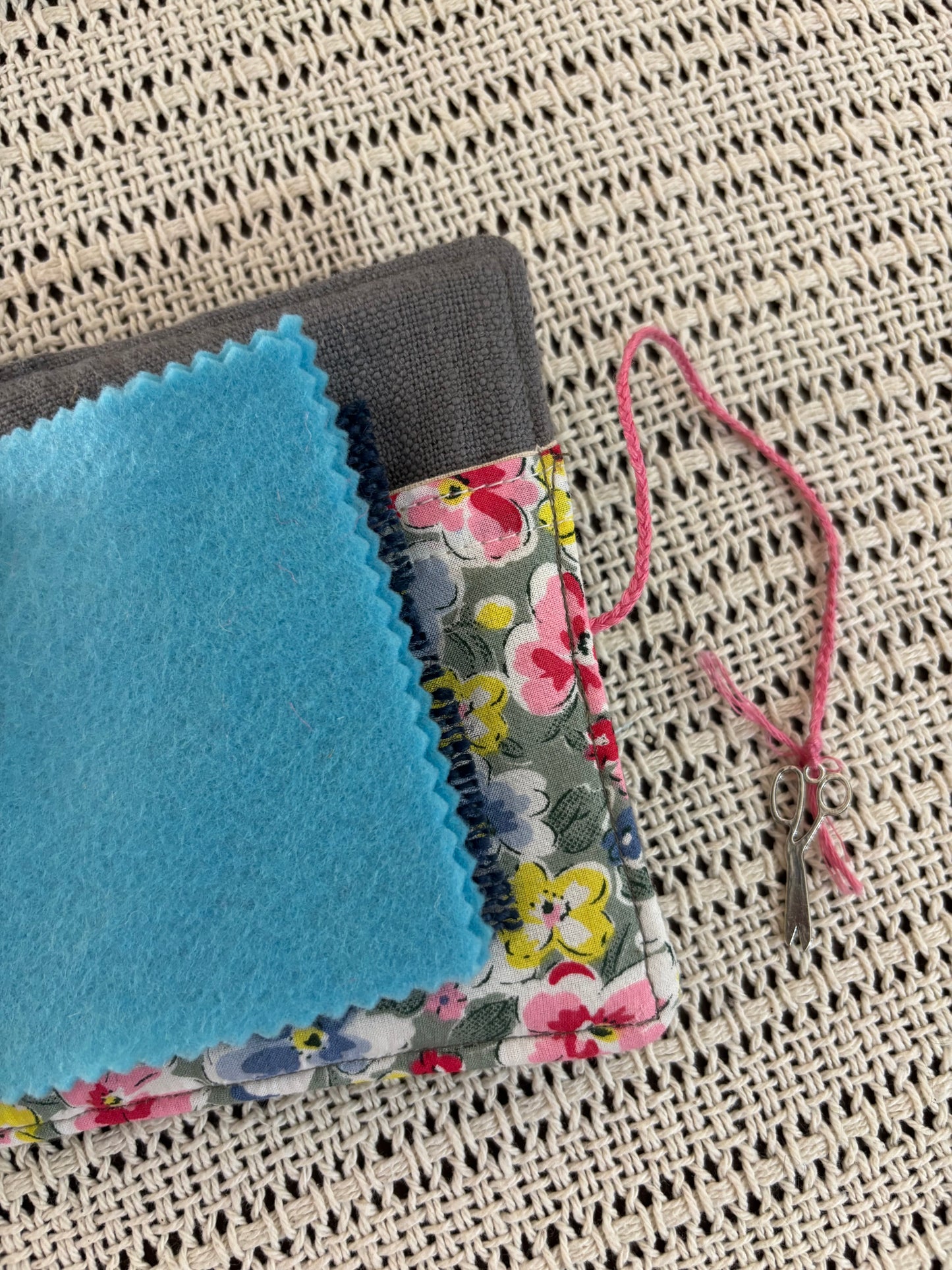 Needle Book - Hand Embroidered Button Roses