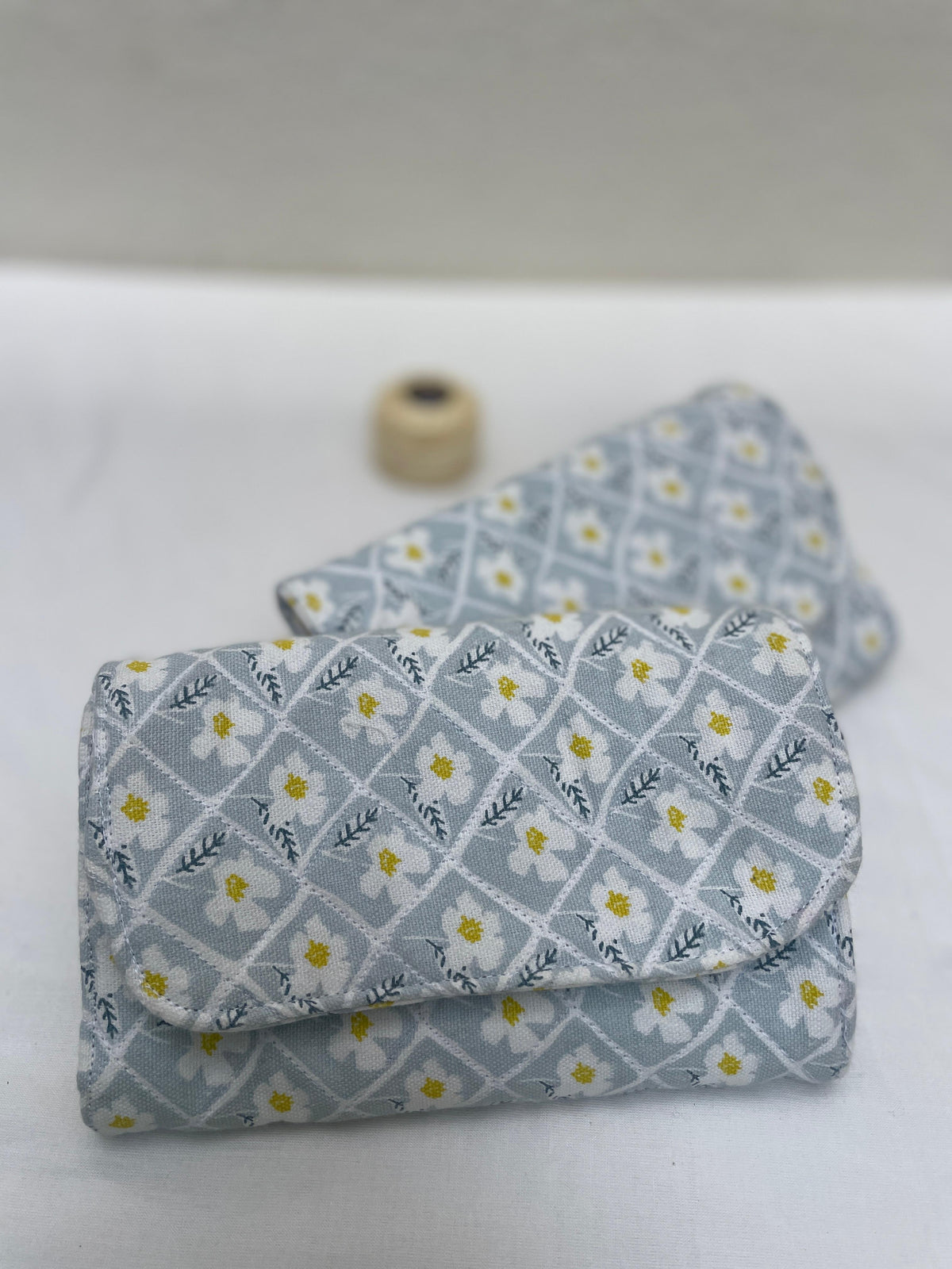 Crochet Hook Roll  - Powder Blue Florals (Quilted)