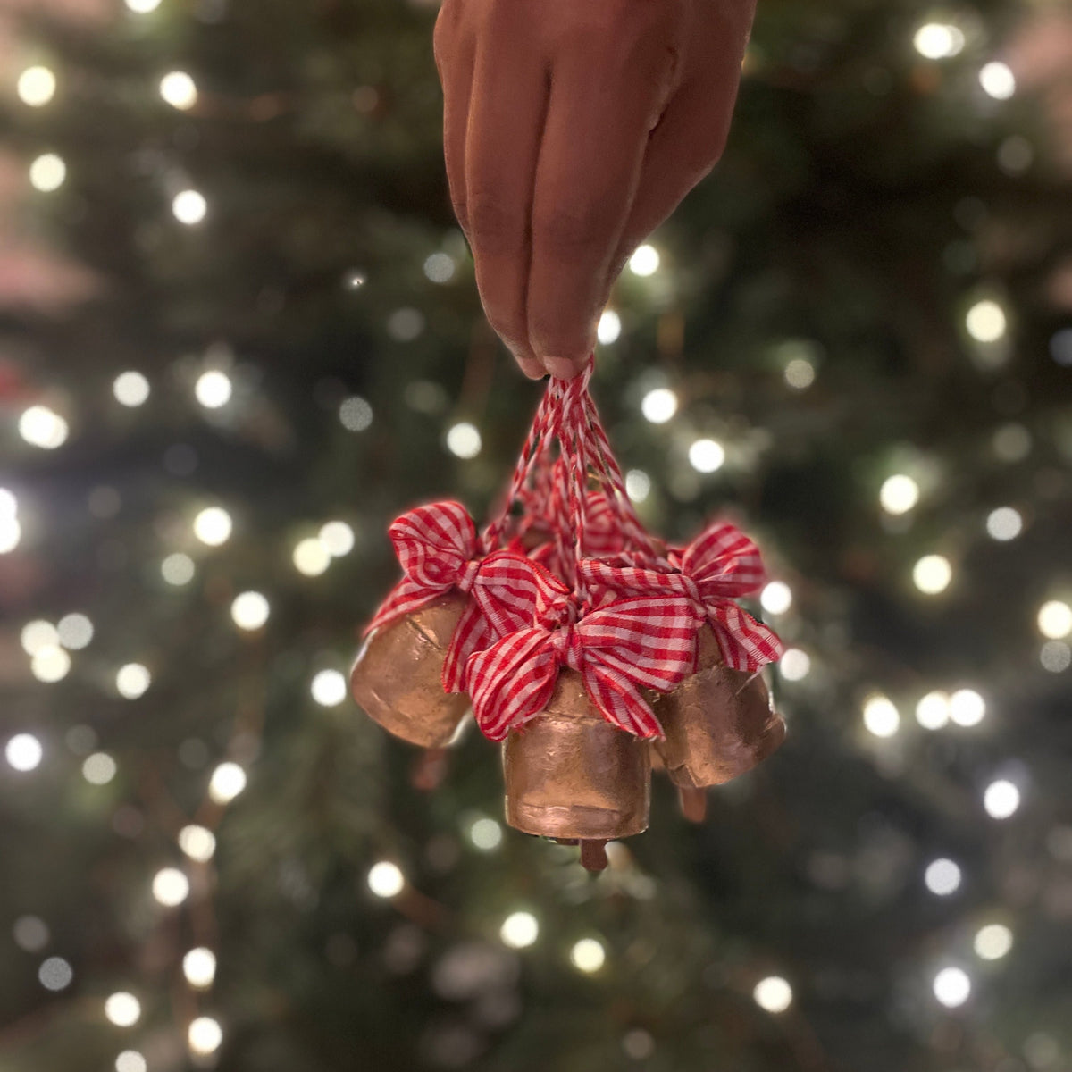 Cowbell Ornament (1.5")- Golden finish - Set of 6