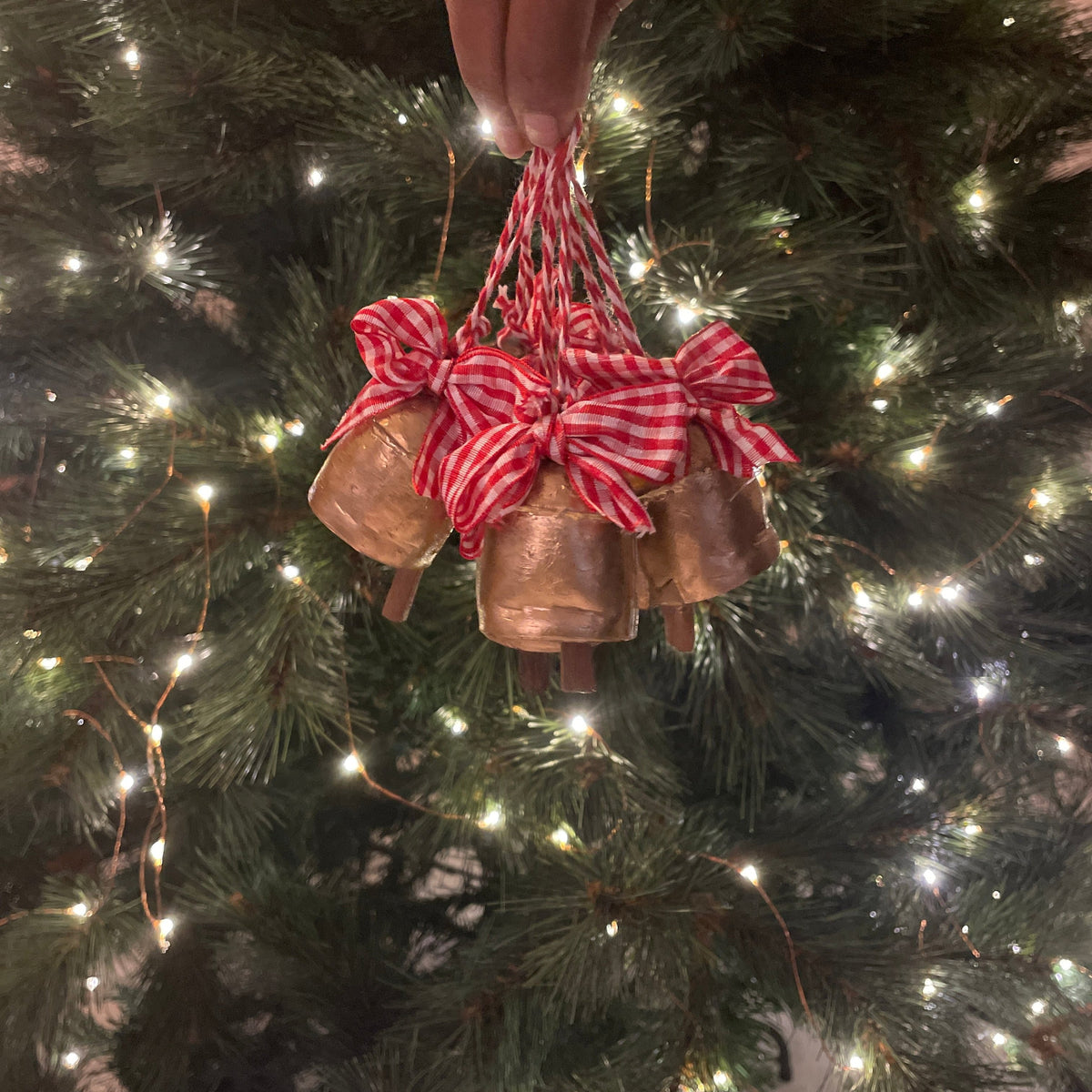 Cowbell Ornament (1.5")- Golden finish - Set of 6
