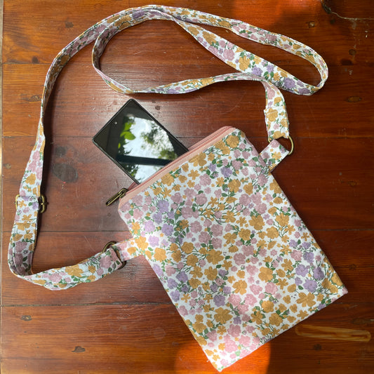 Mobile Sling Bag - Peach Flowers