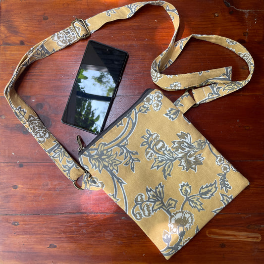 Mobile Sling Bag - Yellow n Grey