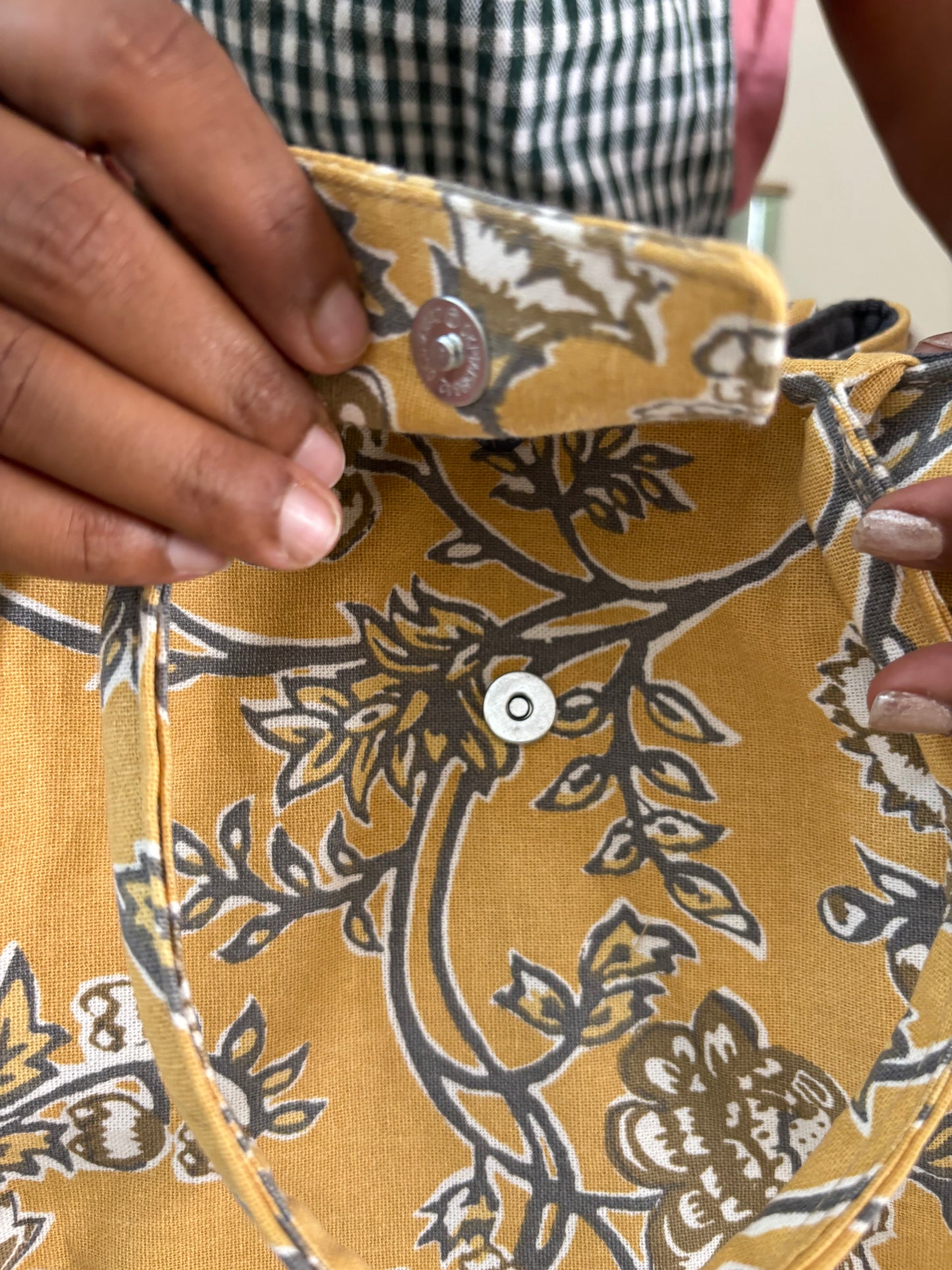 Lunch Bag - Grey and Yellow Florals