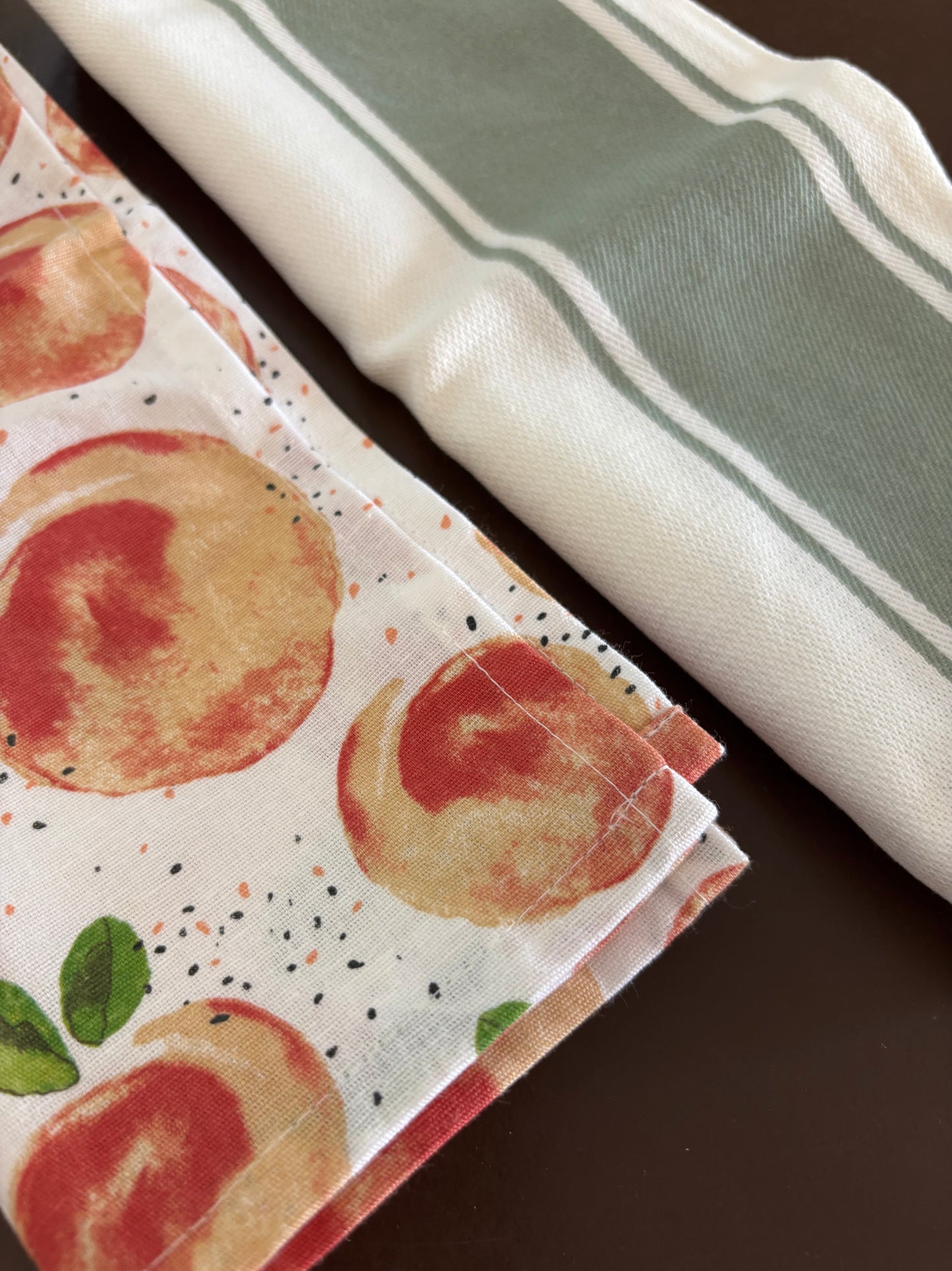 Dish Towels -Curated- Pair Peaches and Stripes
