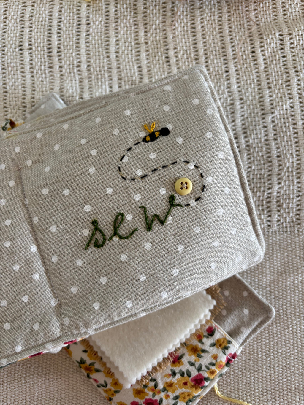 Needle book - Hand Embroidered - Sew