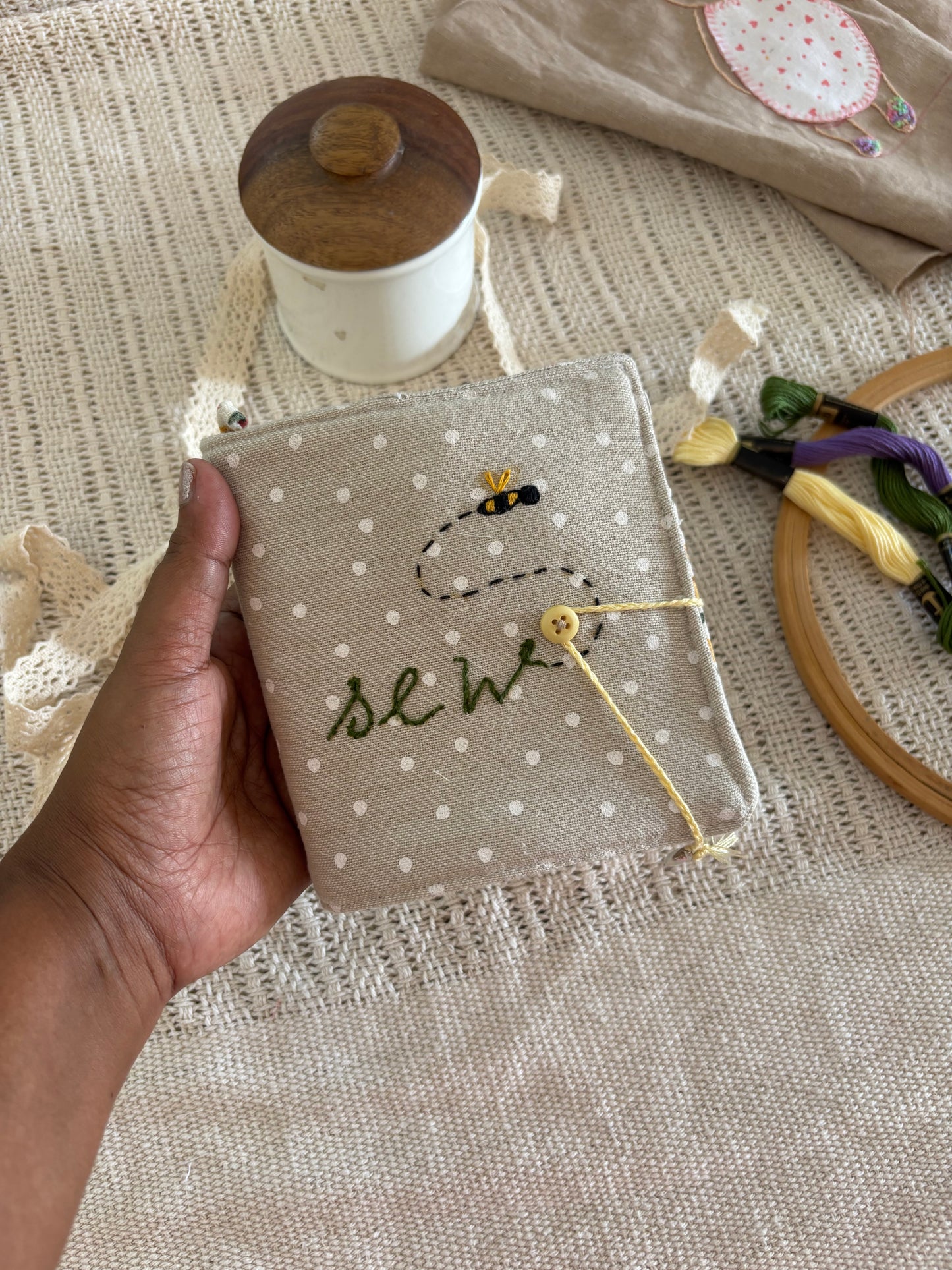Needle book - Hand Embroidered - Sew