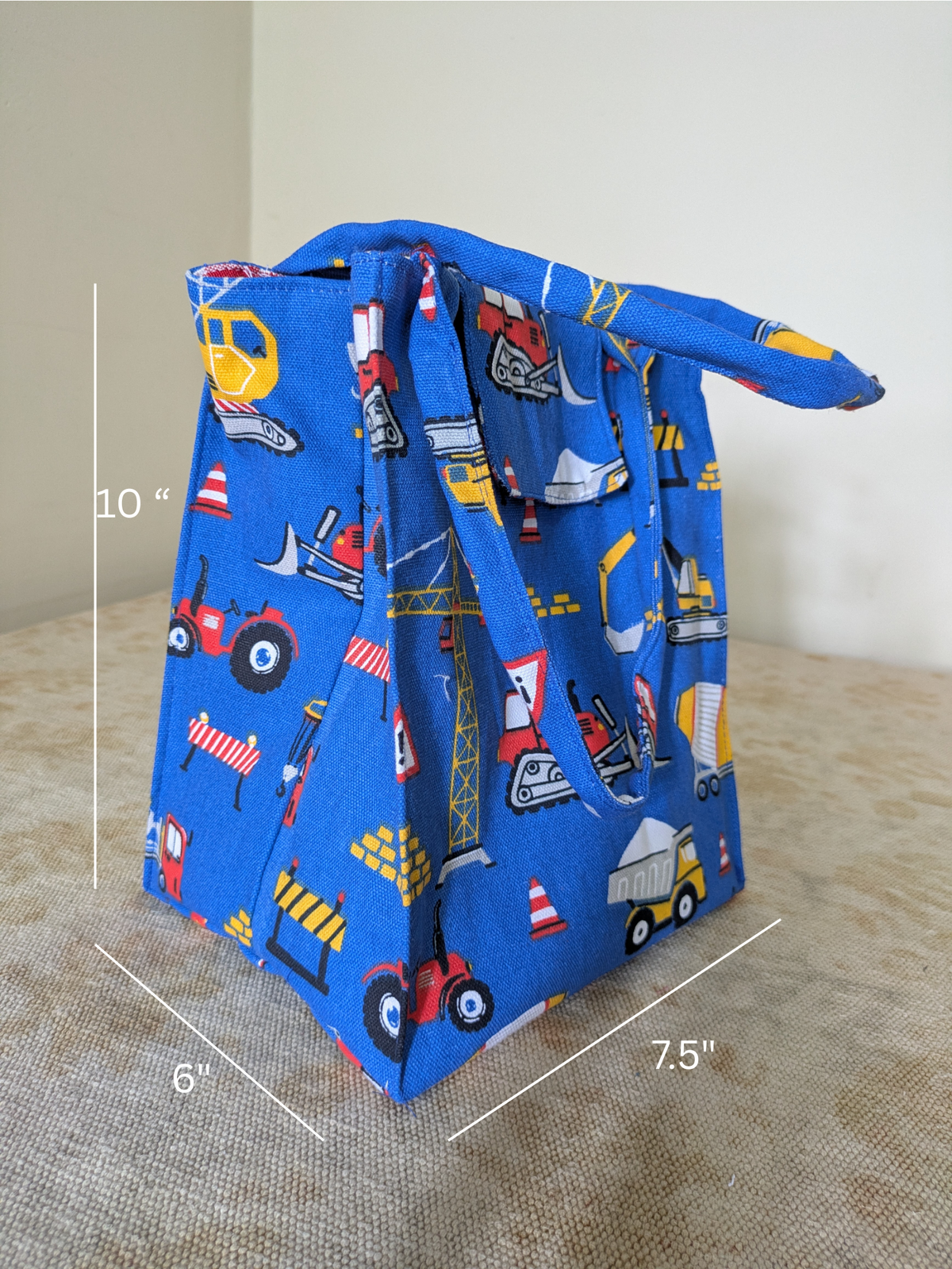 Lunch Bag - Unicorn | Handmade Cotton Lunch Bag with Cutlery Pocket
