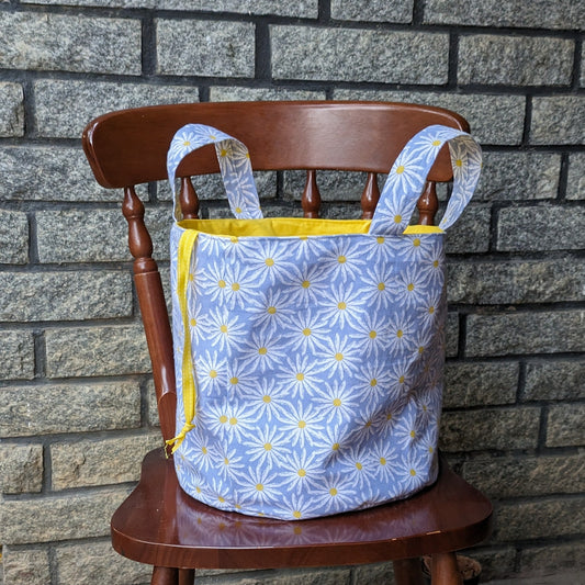 Storage Basket with drawstring closure - Daisies