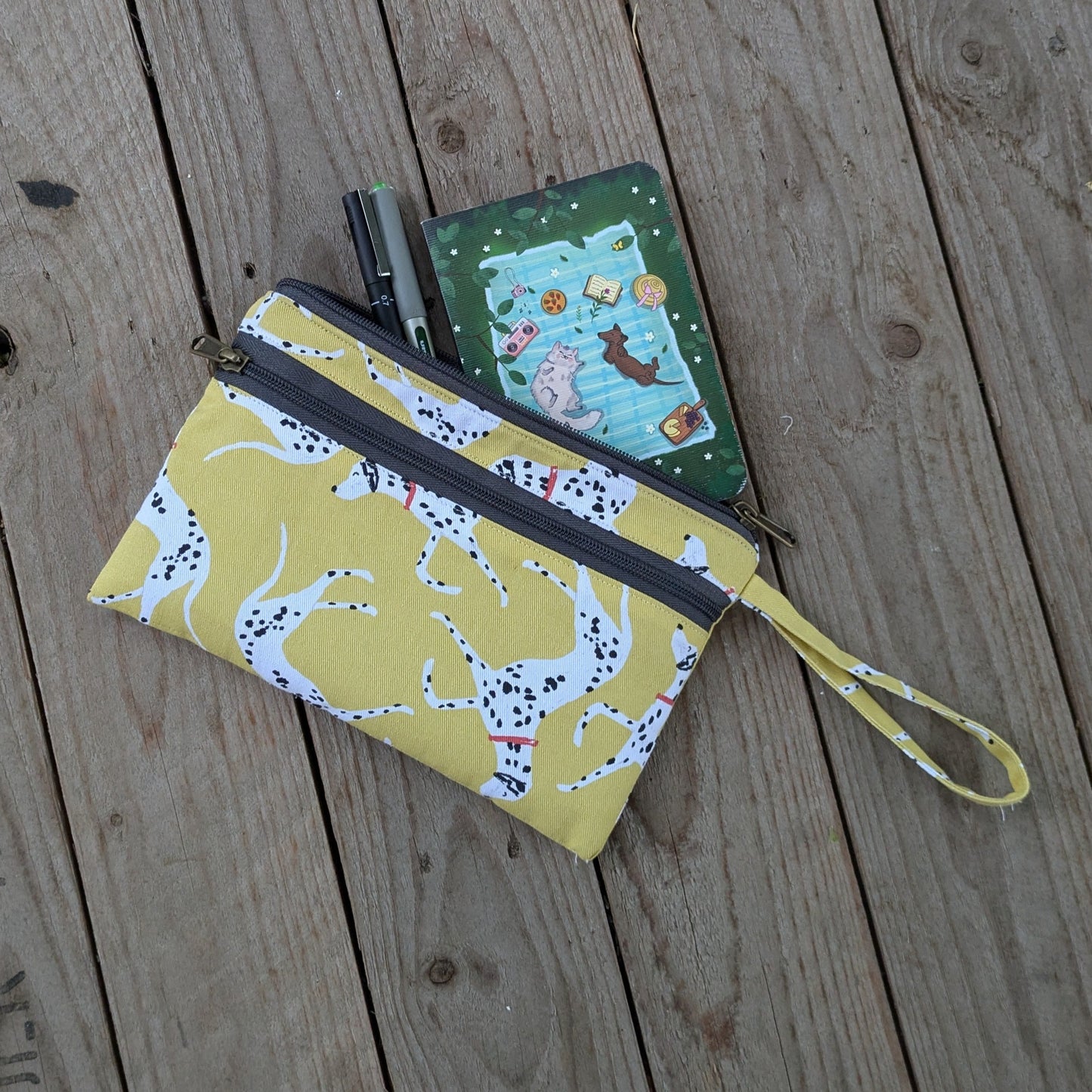 Dual Zip Wrislet Pouch - Dalmations