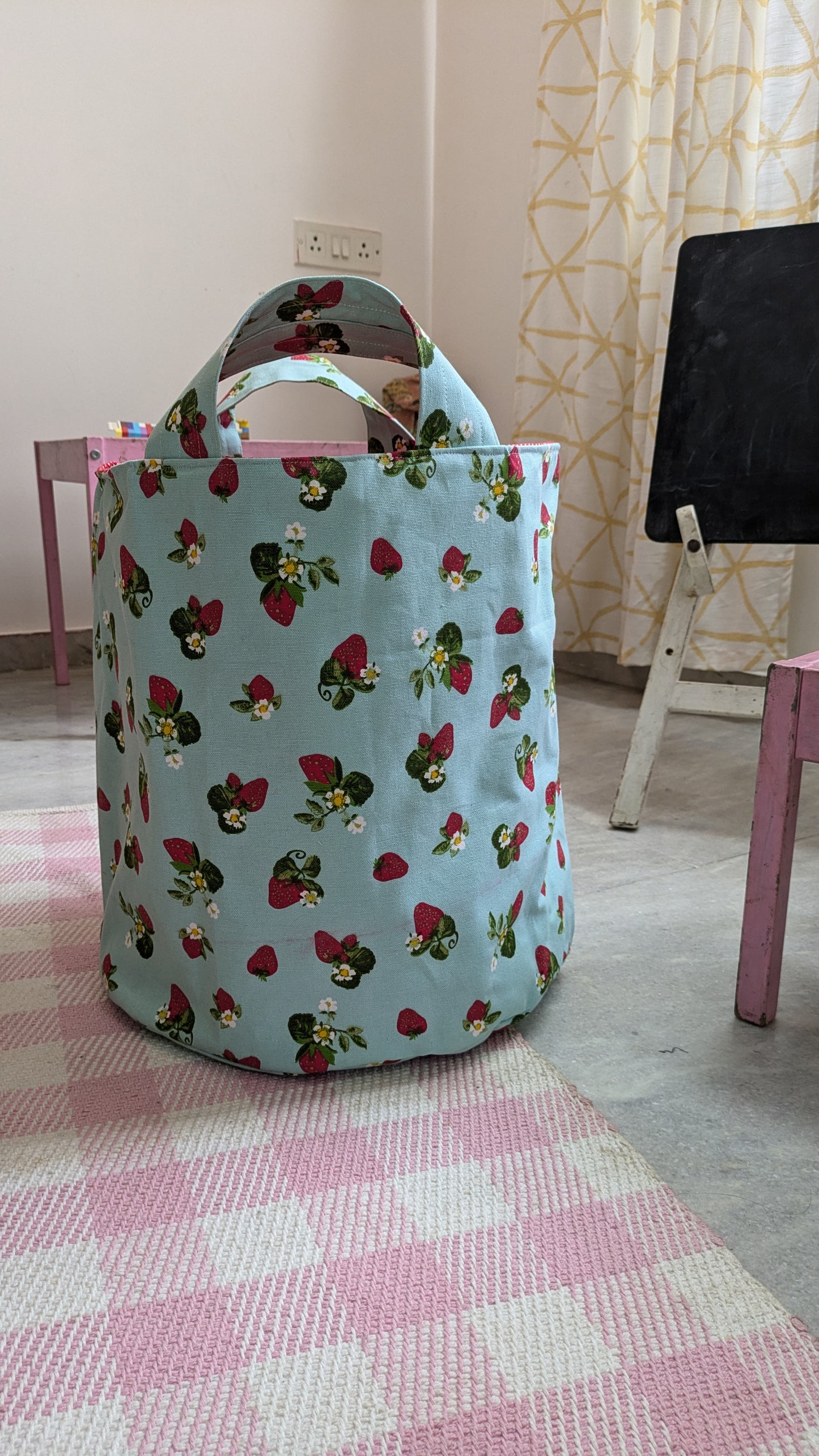 Jumbo Fabric Basket - Mess Gobbler - Strawberries