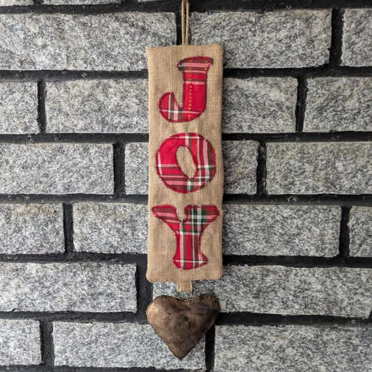 Christmas Wall Art -JOY - Scottish Checks