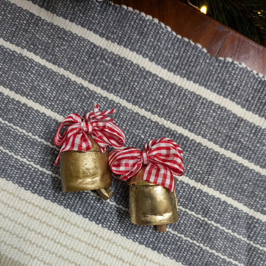 Cowbell Ornament-2" - Golden finish - Pair