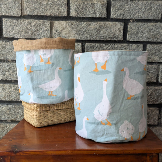 Reversible Fabric Basket - Geese