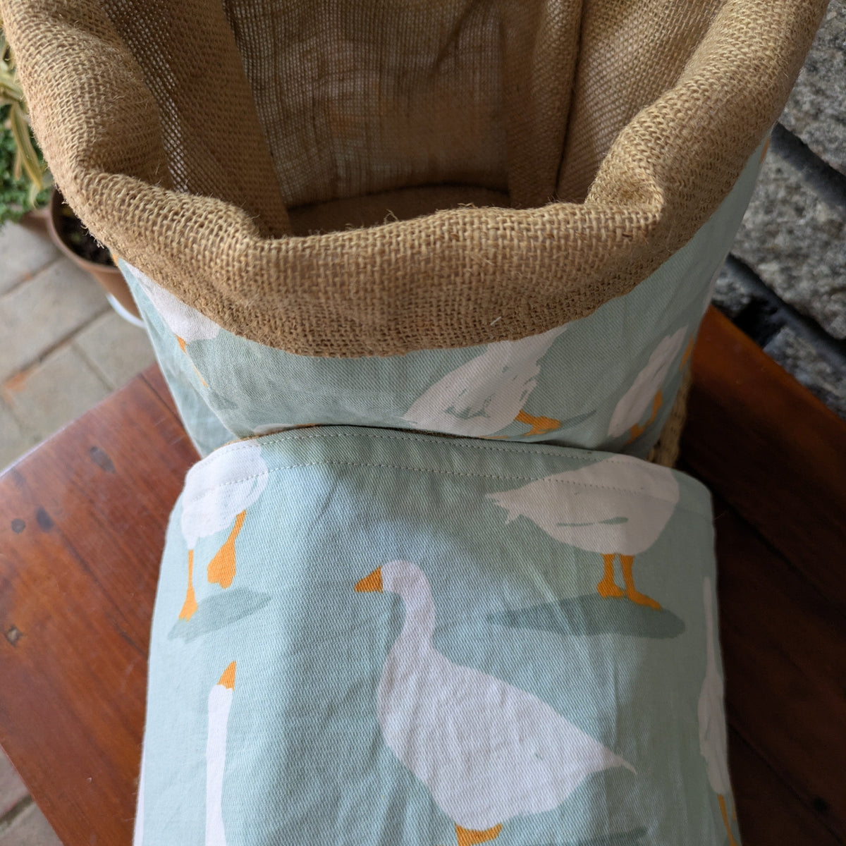Reversible Fabric Basket - Geese