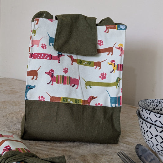 Lunch Bag - Dachshunds Olive