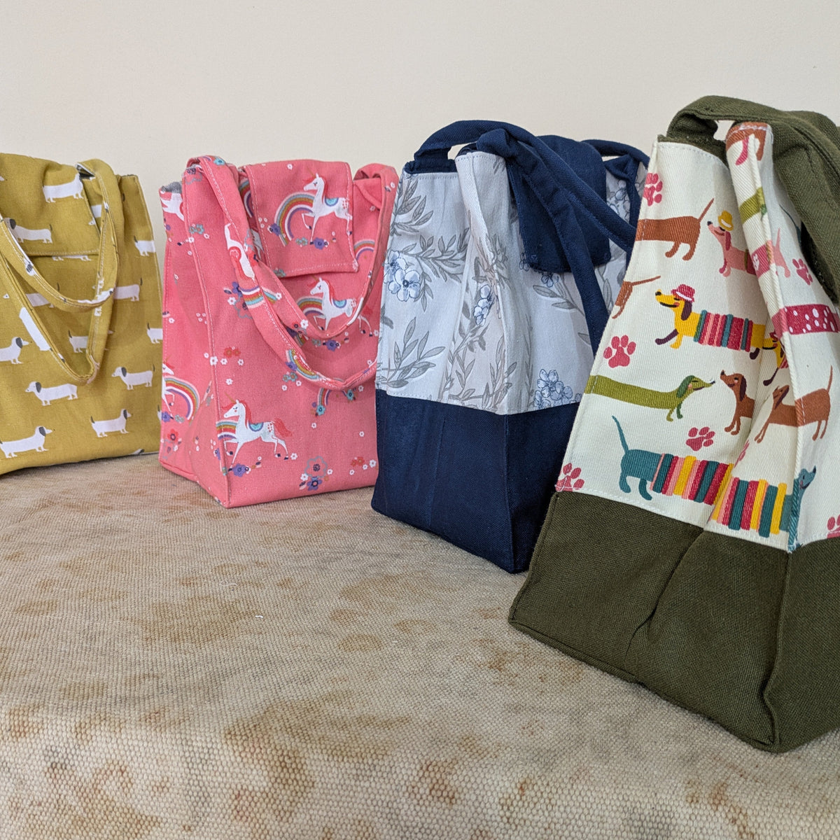 Lunch Bag - Unicorn | Handmade Cotton Lunch Bag with Cutlery Pocket