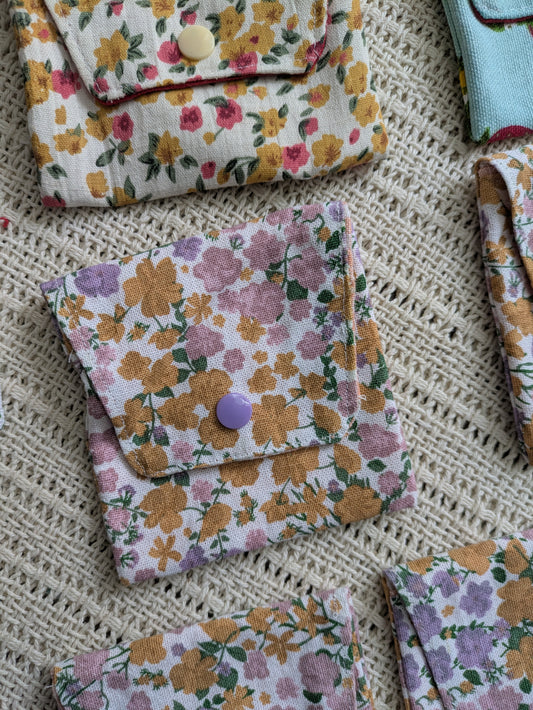 Upcycled Coin Purse - Peach Florals
