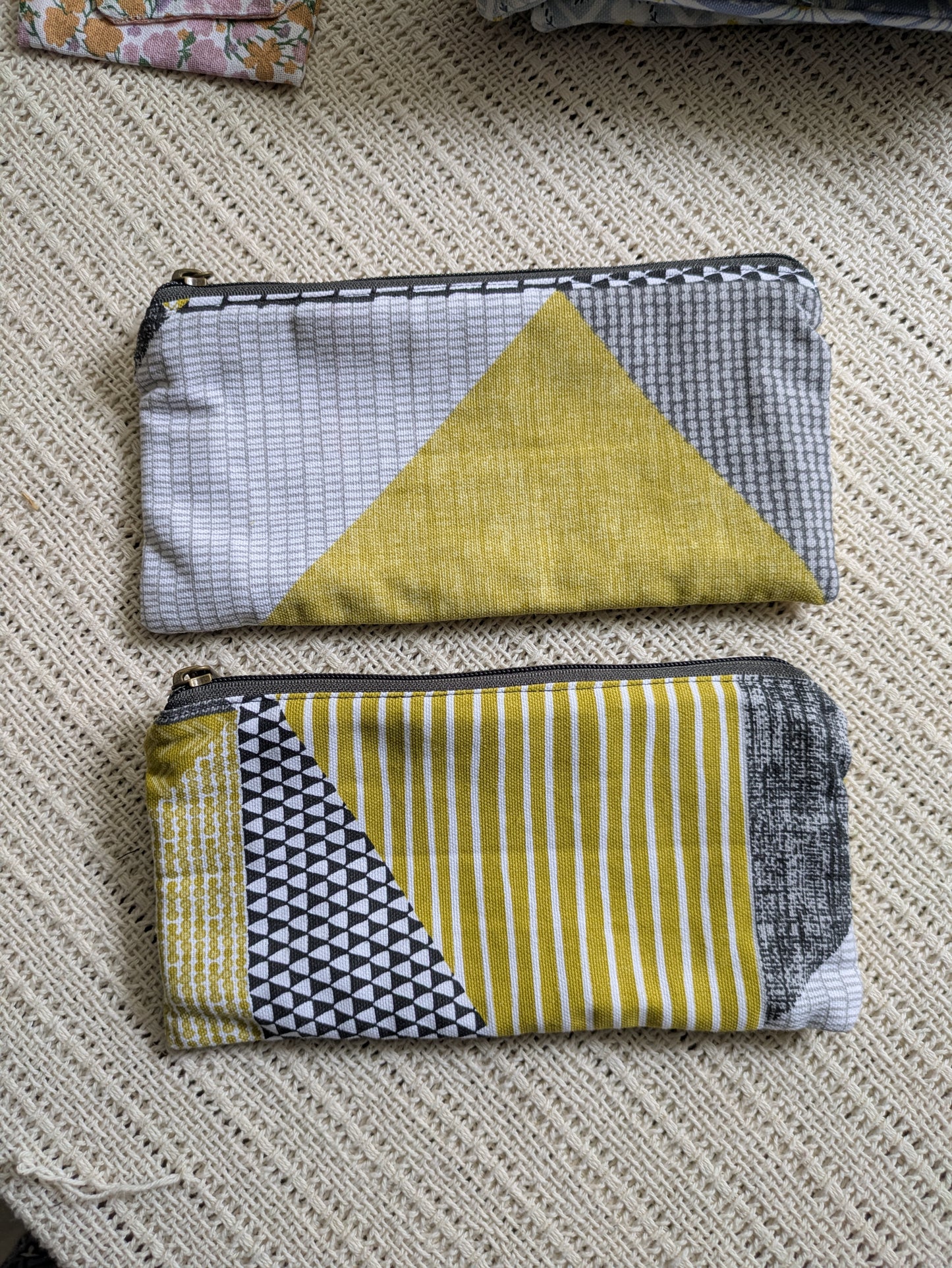Upcycled Zippered Pouch - Abstract Geometric