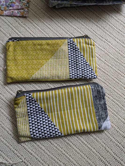 Upcycled Zippered Pouch - Abstract Geometric