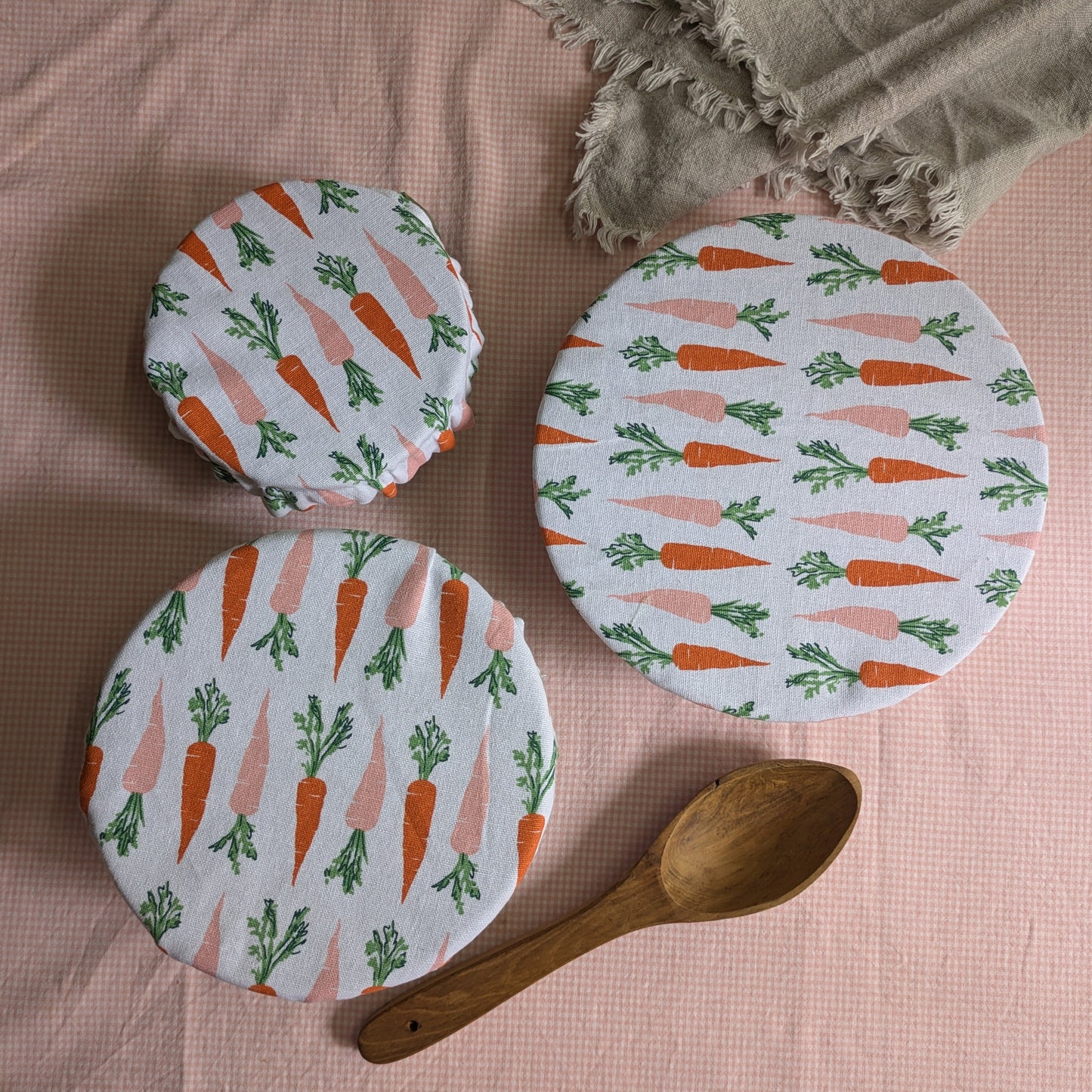 Fabric Bowl covers - Set of 3 - Carrots