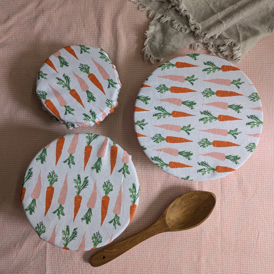 Fabric Bowl covers - Set of 3 - Carrots