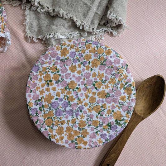 Fabric Bowl covers - Single pc - Peach Flowers