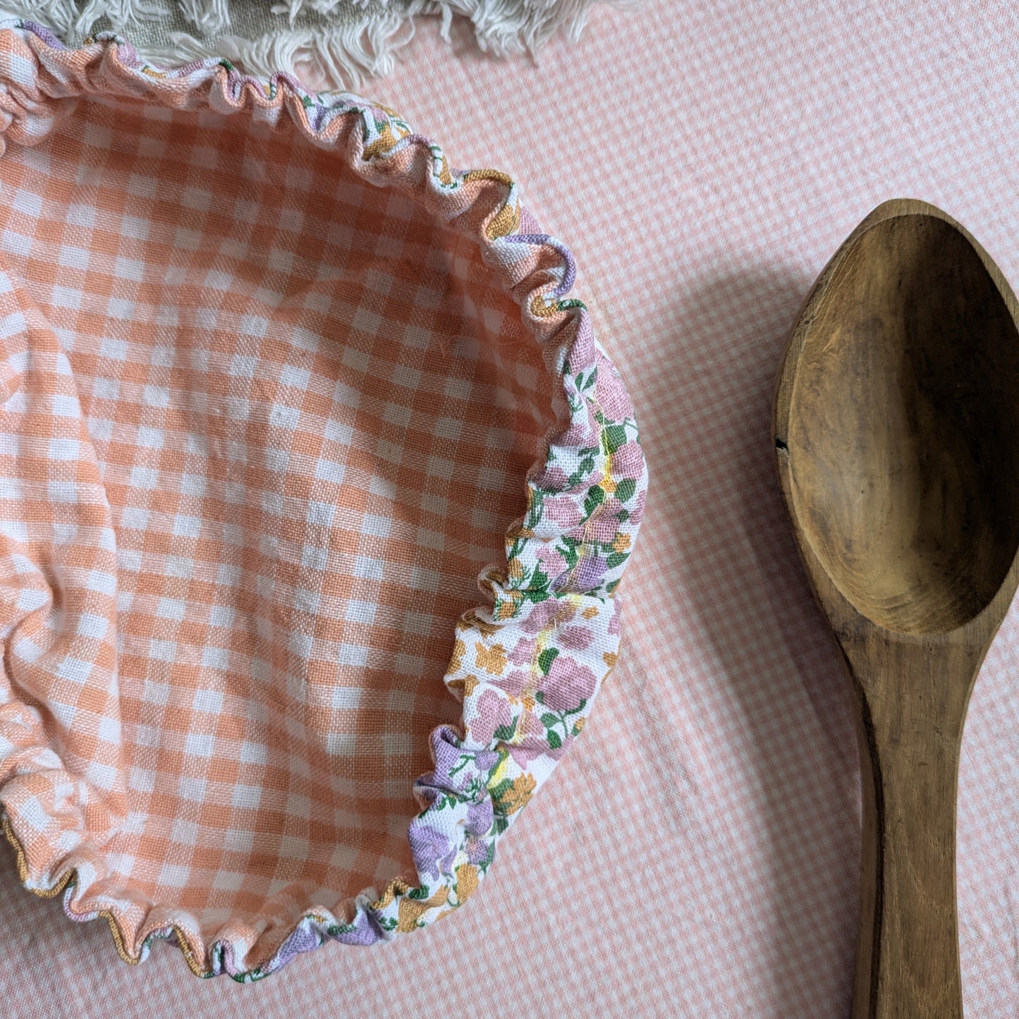 Fabric Bowl covers - Single pc - Peach Flowers