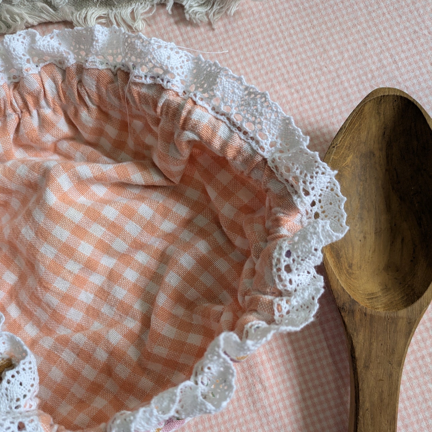 Fabric Bowl covers - Single pc - Peach Flowers